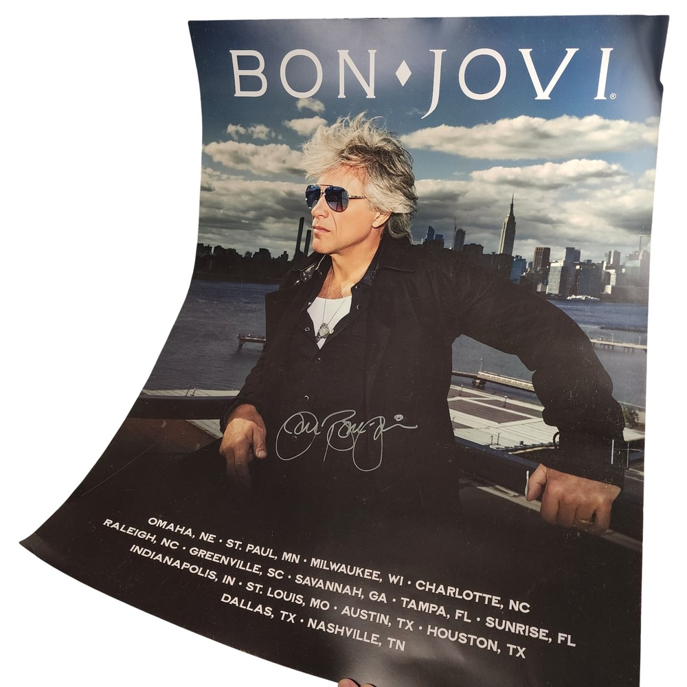 Bon Jovi Concert Tour Poster Unisex 18x24 Multi Good City Authentic Autograph